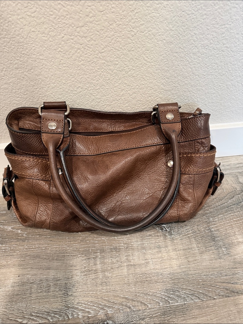 Vintage Fossil Leather shoulder tote